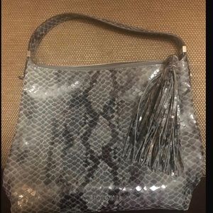 Michael Kors black&grey snakeskin leather tote bag